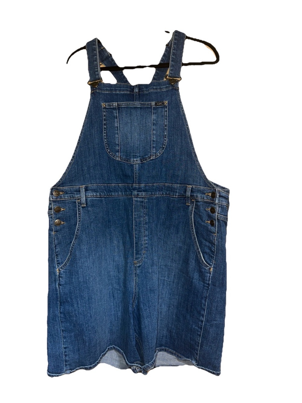 Lee Jean Denim Overall Shorts - Classic Blue Y2K
